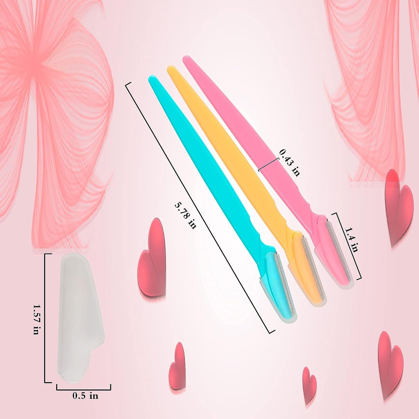 Eyebrow Razors with Safety Cover 3pcs